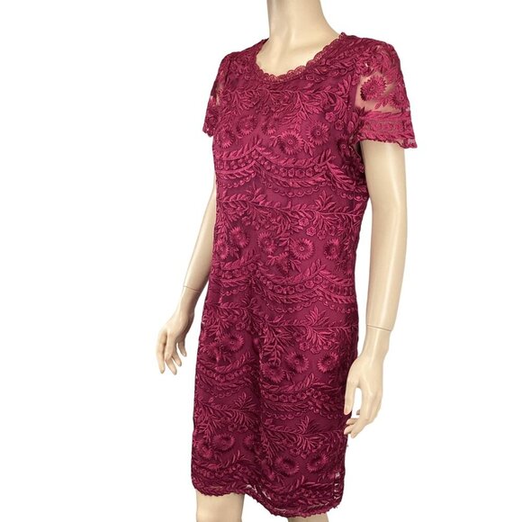 Sail To Sable Size Medium Lace Embroidered Dress Lined Short‎ Sleeves - Picture 3 of 10